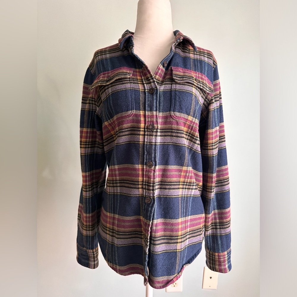 Patagonia Blue and Purple Plaid Flannel Shirt